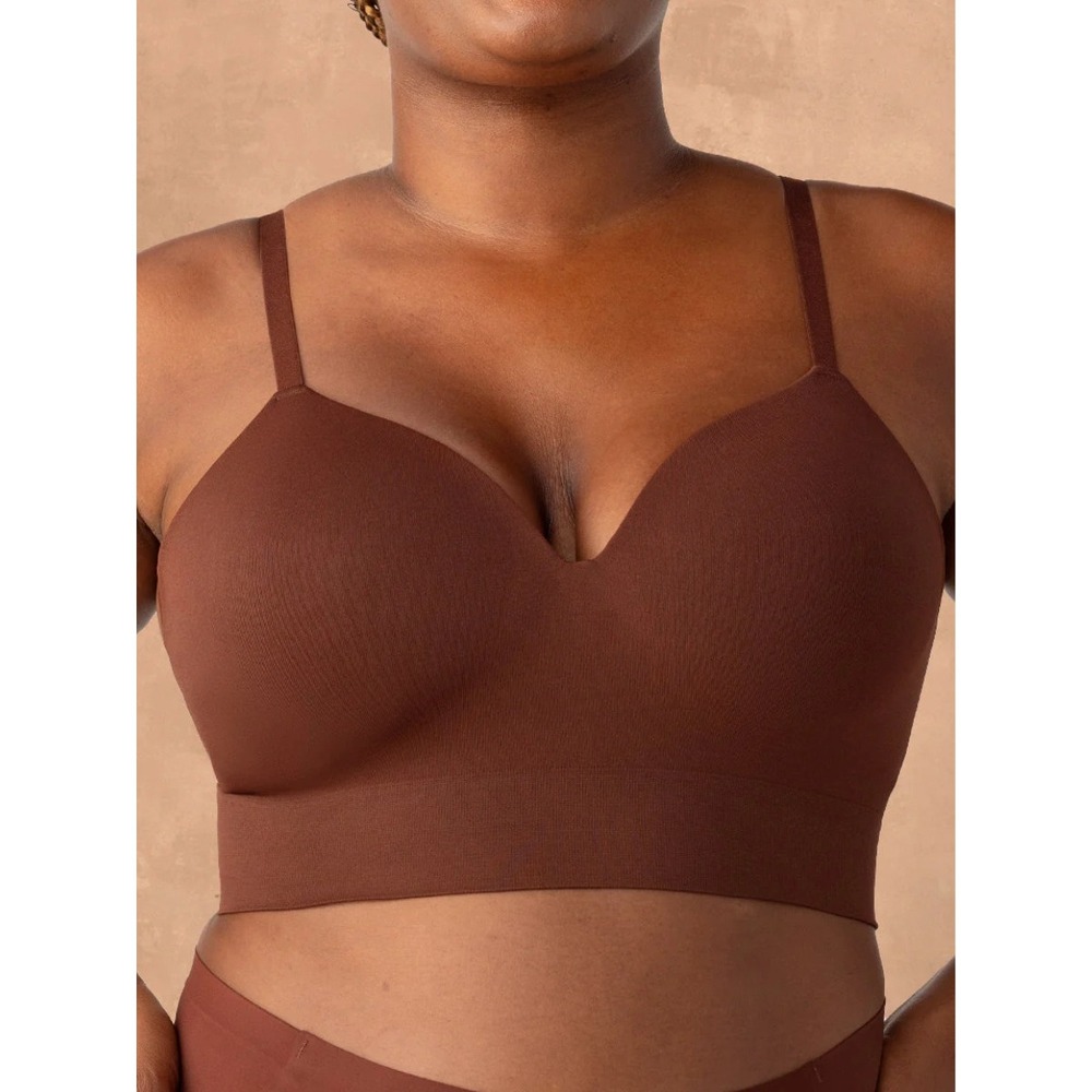 Truekind Supportive Comfort Wireless Shaping Bra, Chocolate Brown - Sz Large